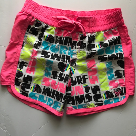 Justice Other - Justice Girls Board Shorts Swimsuit. Pink/Blue Multi. Large size 14.
